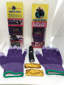 Two Purple Sew-In-Glove,Two Needles and Threads
