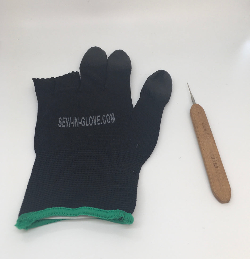 One Black Insta-Loc Glove ,One 0.05 Crochet Hook Needle