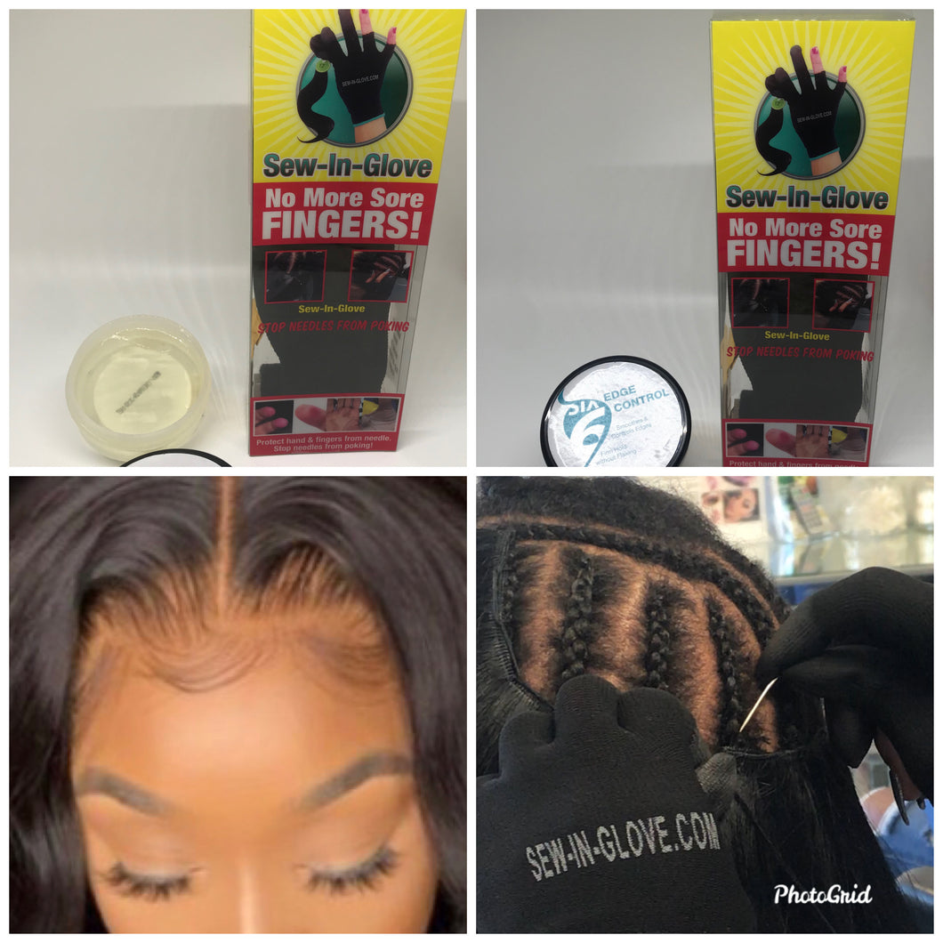 1 Edge Control &1 sew-in -Glove with 1 needle and 1 tread