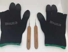 Load image into Gallery viewer, Two Black Insta-Loc Gloves and Two 0.05 Crochet Hook Needles
