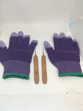 Load image into Gallery viewer, Two Purple Insta -Loc Glove and Two 0.05 Crochet Hook Needle

