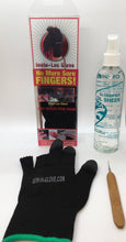 Load image into Gallery viewer, One Black Insta-Loc Glove one 0.05 Crochet Hook Needle and One Moisturizing  Mist  Oil Sheen
