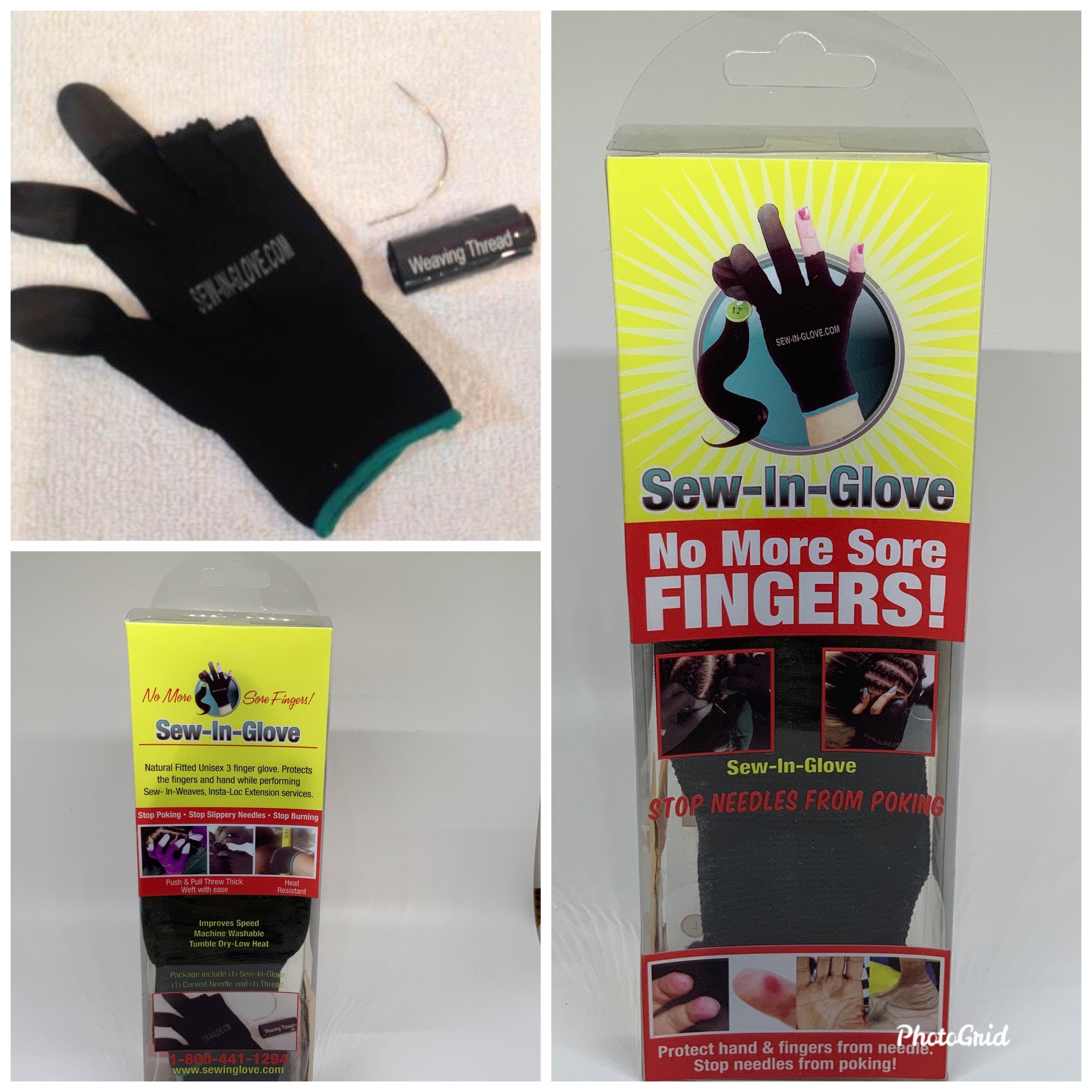 Insta Loc Glove with 0.5 Double Prong Needle.– Sew-in-glove