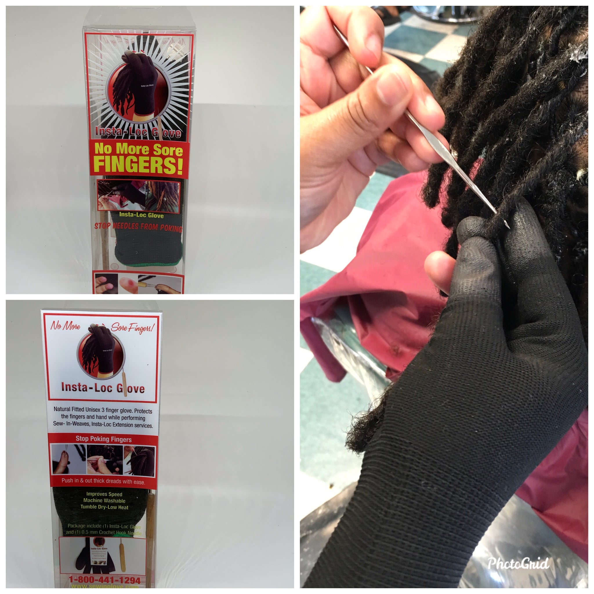 One Insta-Loc Glove ,One 0.05 Crochet Hook Needle.– Sew-in-glove