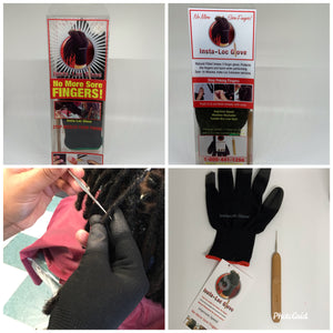 Two Insta-Loc Gloves Two 0.5 Crochet Needle..  Two Pack Black Insta-Loc Gloves